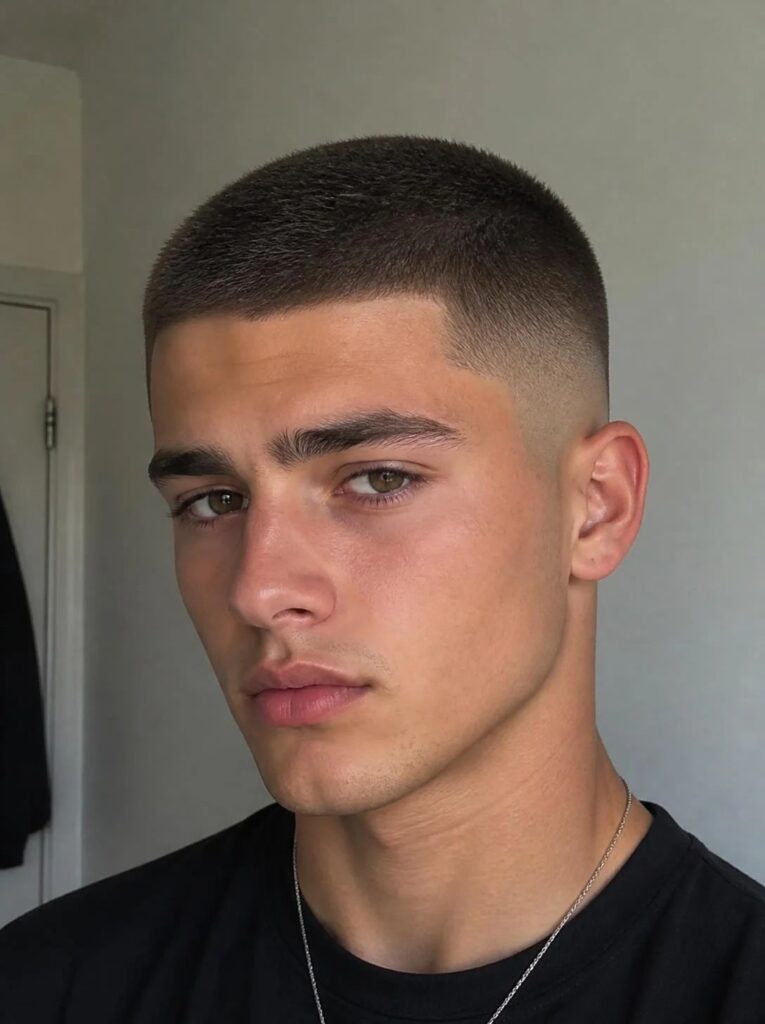 Buzz cut on top