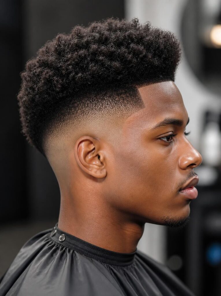 High taper Afro with a skin finish