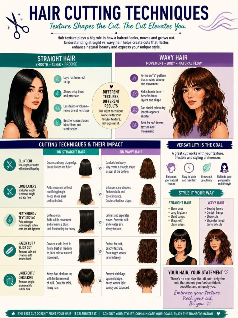 How should straight or wavy hair change the cut_